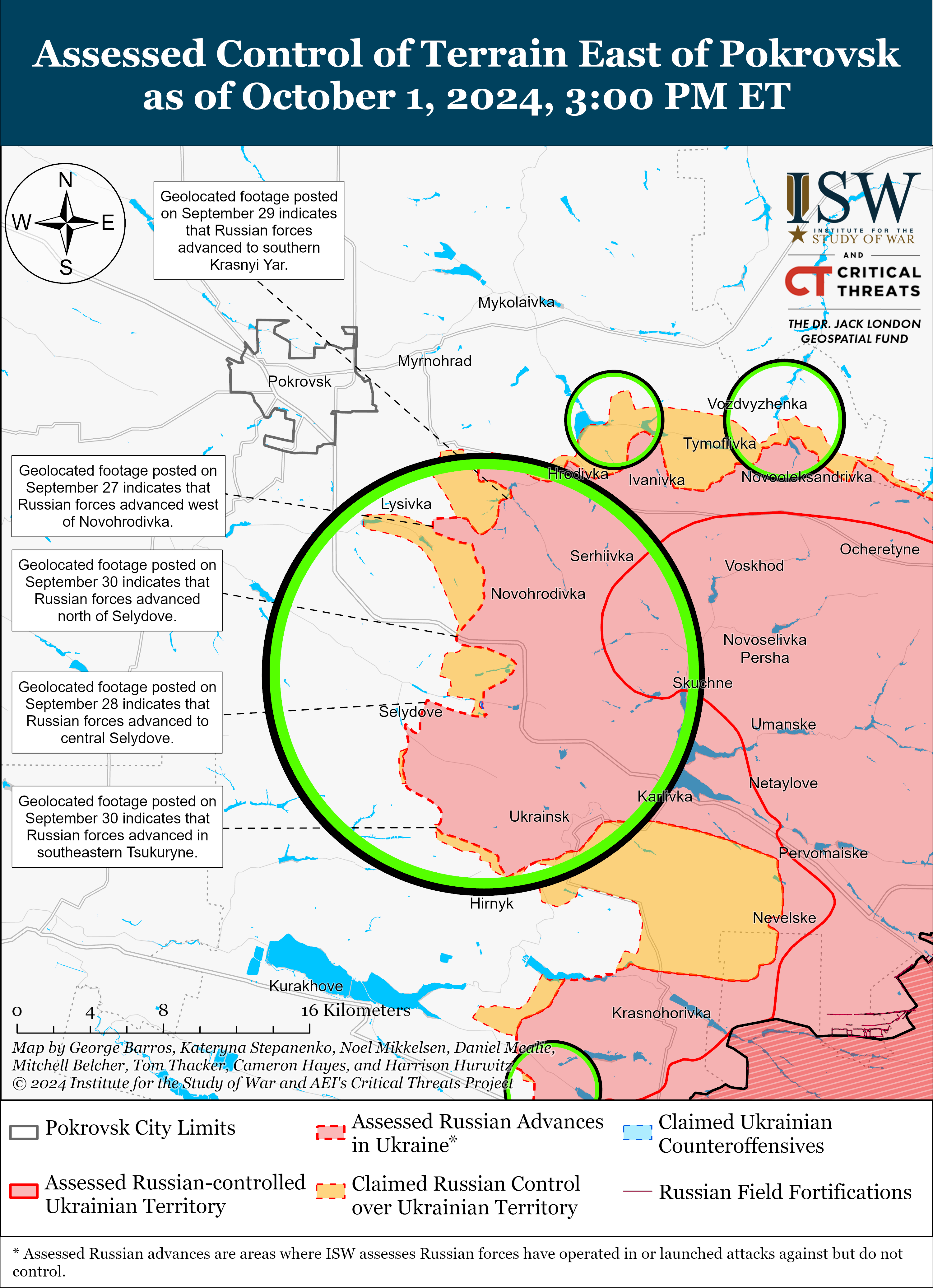 Росіяни просунулися під Покровськом і несуттєво - ще на трьох напрямках: карти ISW